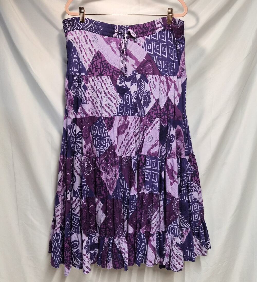 Vintage Silver Stream Purple Lavender Patchwork Maxi Skirt Women's One Size Boho